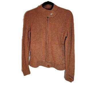 Of the Earth Women's Hemp/Wool Blend Cardigan Sweater Rust/Orange Medium